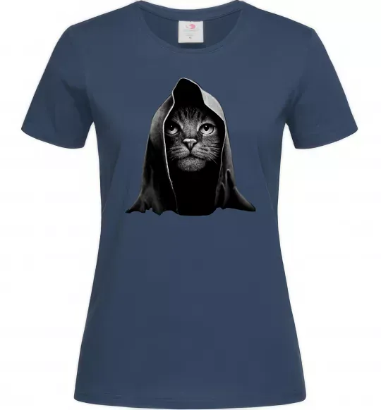 Женская футболка Кіт в капюшоні Темно-синий фото