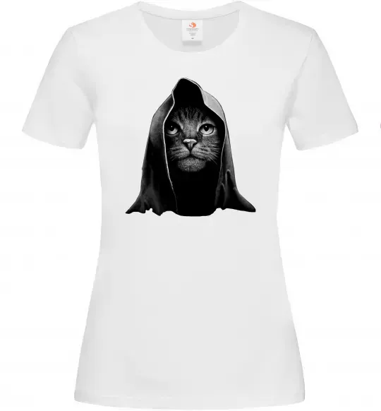 Женская футболка Кіт в капюшоні Белый фото