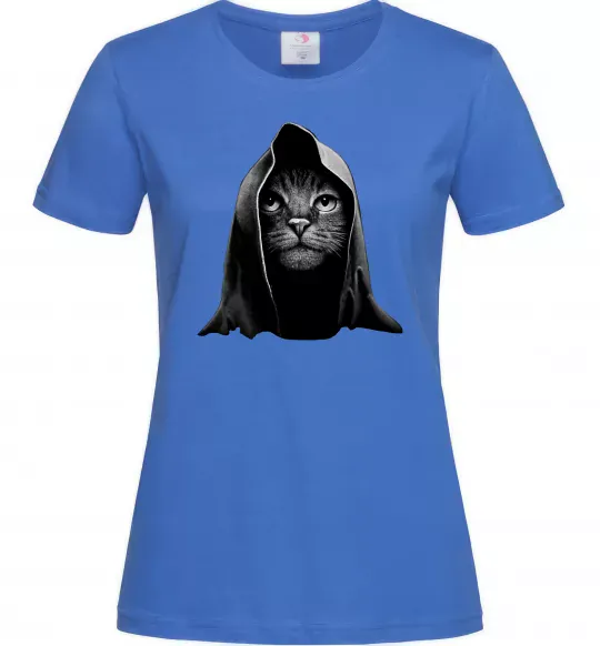 Женская футболка Кіт в капюшоні Ярко-синий фото