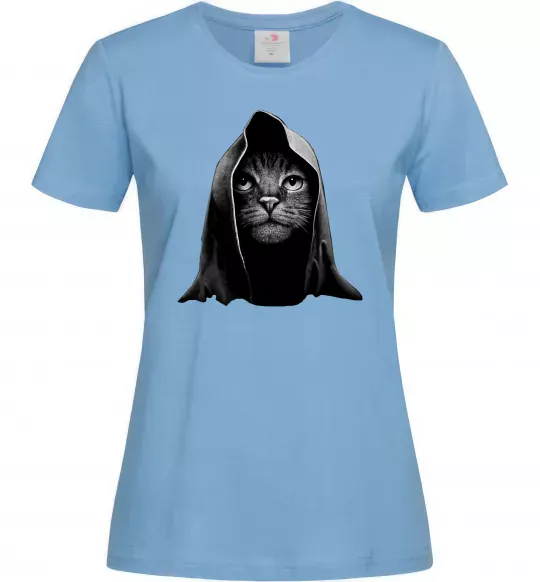 Женская футболка Кіт в капюшоні Голубой фото