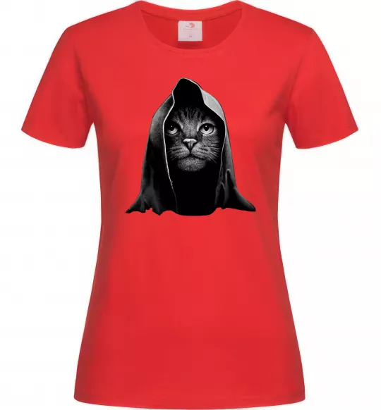 Женская футболка Кіт в капюшоні Красный фото