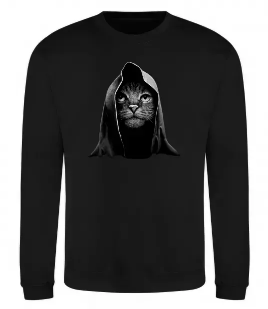 Свитшот Кіт в капюшоні Черный фото