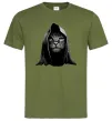 Чоловіча футболка Кіт в капюшоні Оливковий фото