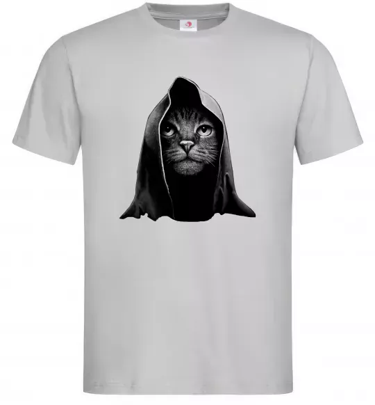 Чоловіча футболка Кіт в капюшоні Сірий фото