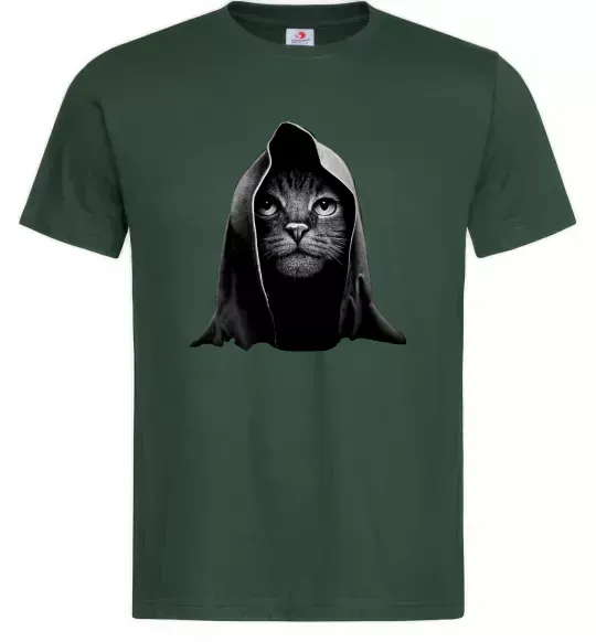 Чоловіча футболка Кіт в капюшоні Темно-зелений фото