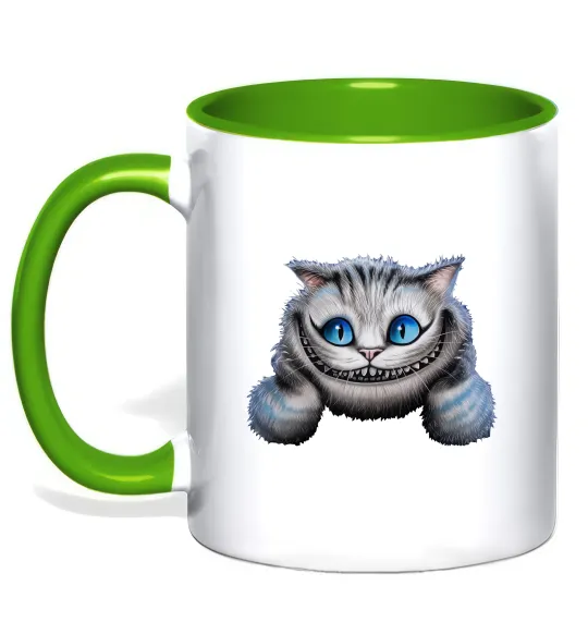 Чашка с цветной ручкой Чеширський кіт Лаймовый фото