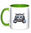 Чашка з кольоровою ручкою Чеширський кіт Зелений фото