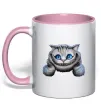 Чашка з кольоровою ручкою Чеширський кіт Ніжно рожевий фото