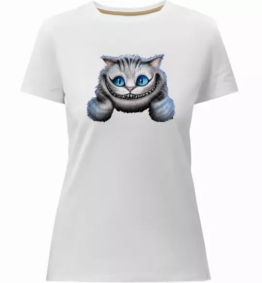 Жіноча преміум футболка Чеширський кіт Білий фото