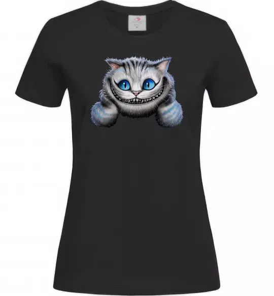 Жіноча футболка Чеширський кіт Чорний фото