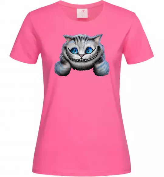 Жіноча футболка Чеширський кіт Яскраво-рожевий фото