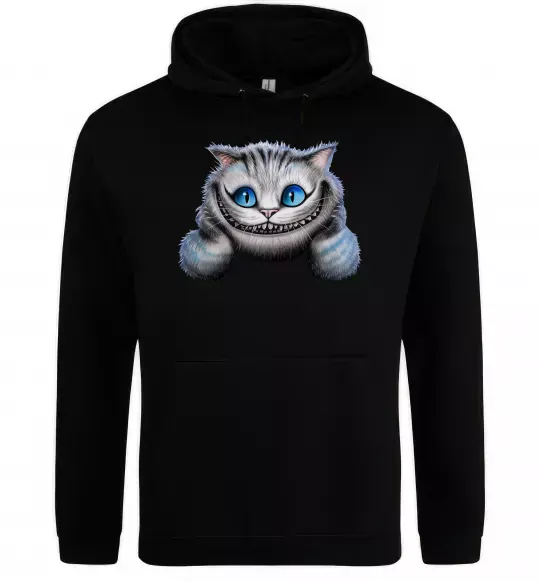 Женская толстовка (худи) Чеширський кіт Черный фото