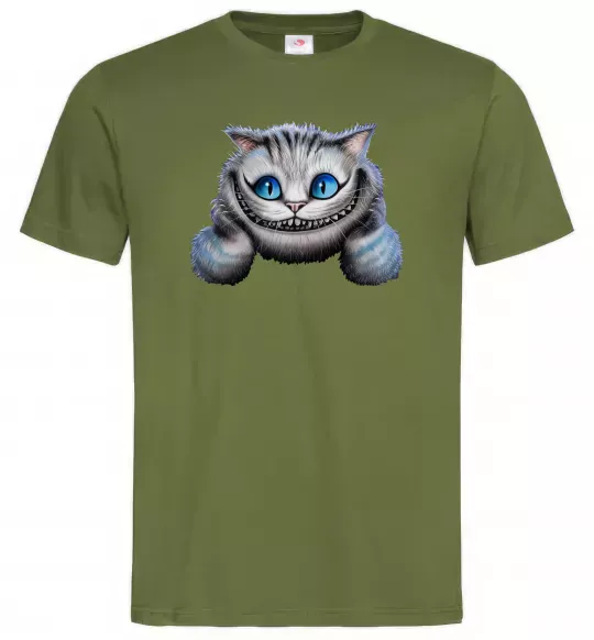 Мужская футболка Чеширський кіт Оливковый фото