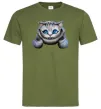 Мужская футболка Чеширський кіт Оливковый фото
