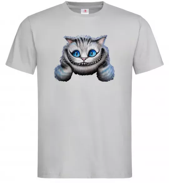 Мужская футболка Чеширський кіт Серый фото