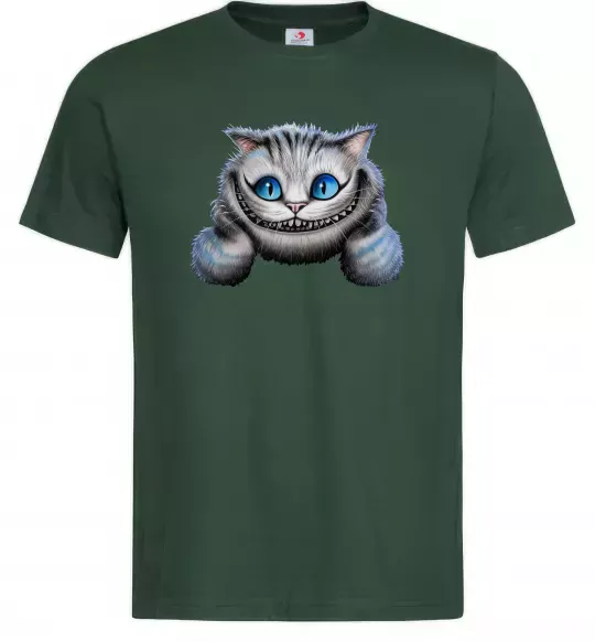 Мужская футболка Чеширський кіт Темно-зеленый фото