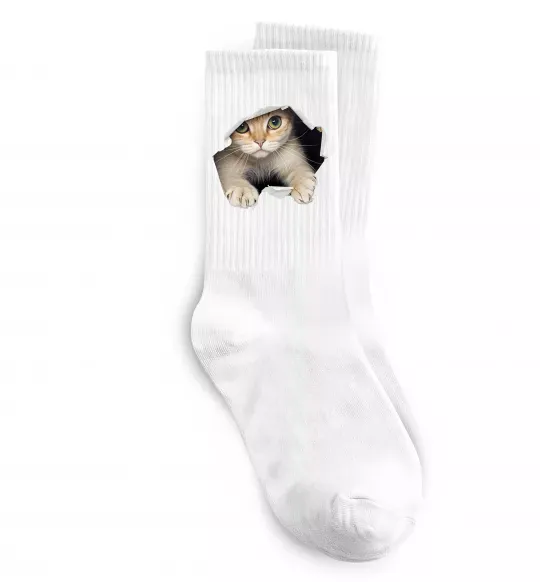 Носки Кіт крізь дірку Белый фото