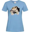 Жіноча футболка Кіт крізь дірку Блакитний фото