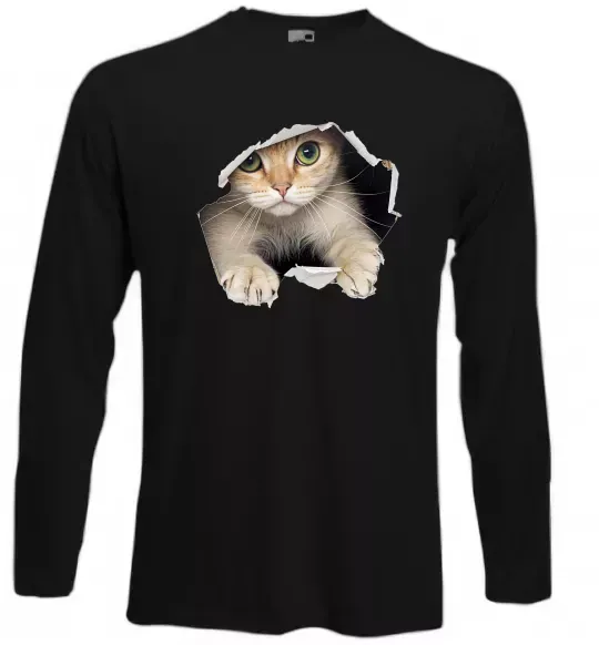 Лонгслив Кіт крізь дірку Черный фото