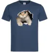 Чоловіча футболка Кіт крізь дірку Темно-синій фото