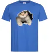Чоловіча футболка Кіт крізь дірку Яскраво-синій фото