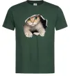 Чоловіча футболка Кіт крізь дірку Темно-зелений фото