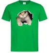 Чоловіча футболка Кіт крізь дірку Зелений фото