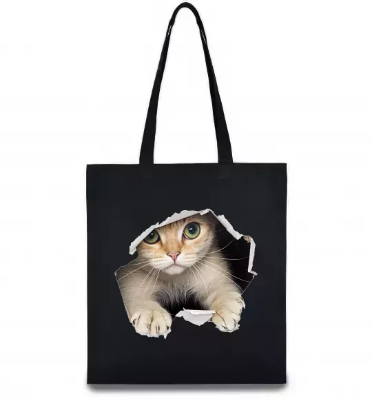 Эко-сумка Кіт крізь дірку Черный фото