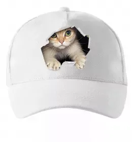 Кепка Кіт крізь дірку Білий фото