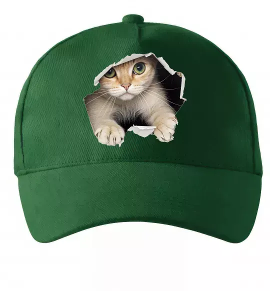 Кепка Кіт крізь дірку Темно-зеленый фото