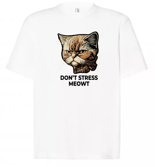 Футболка Оверсайз Don`t stress meowt Білий фото