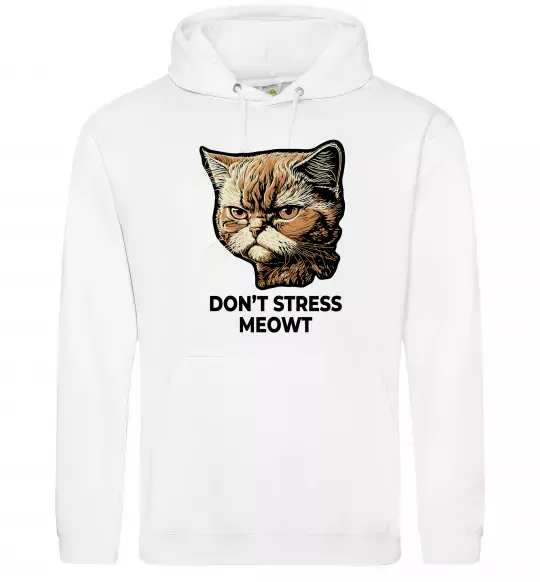 Чоловіча толстовка (худі) Don`t stress meowt Білий фото