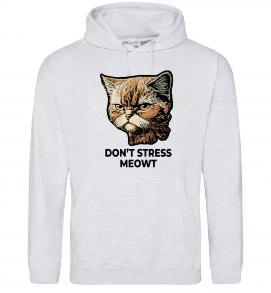 Жіноча толстовка (худі) Don`t stress meowt Сірий меланж фото