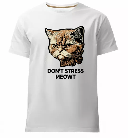 Мужская премиум футболка Don`t stress meowt Белый фото