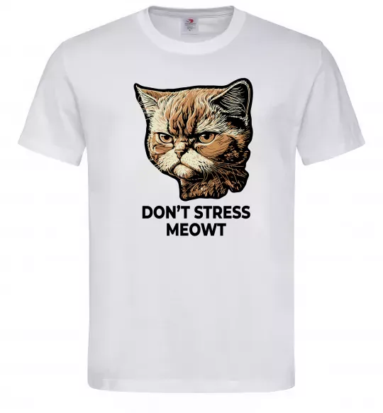 Чоловіча футболка Don`t stress meowt Білий фото