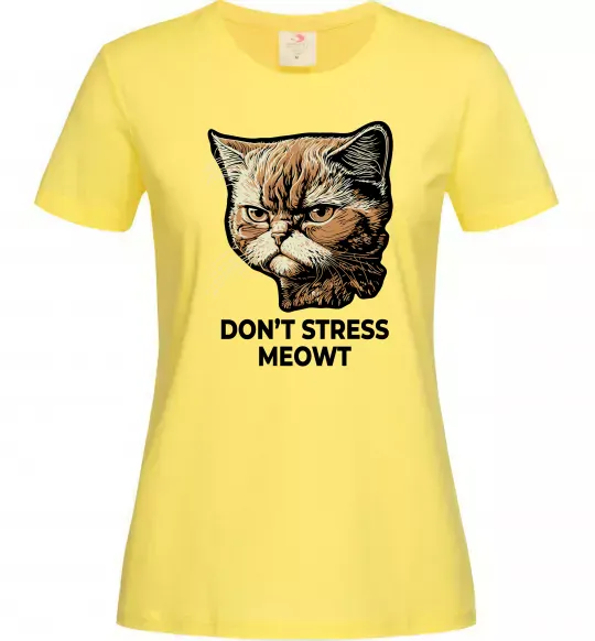 Жіноча футболка Don`t stress meowt Лимонний фото