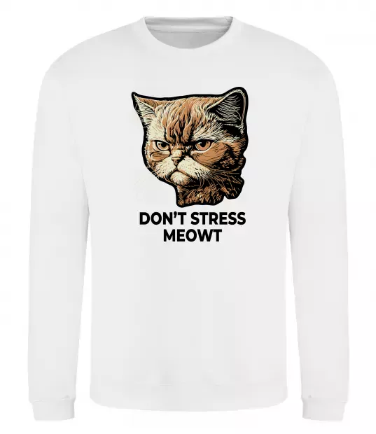 Світшот Don`t stress meowt Білий фото