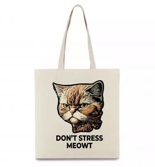 Еко-сумка Don`t stress meowt Бежевий фото
