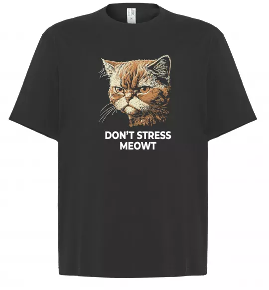 Футболка Оверсайз Don`t stress meowt Чорний фото