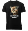 Мужская премиум футболка Don`t stress meowt Черный фото