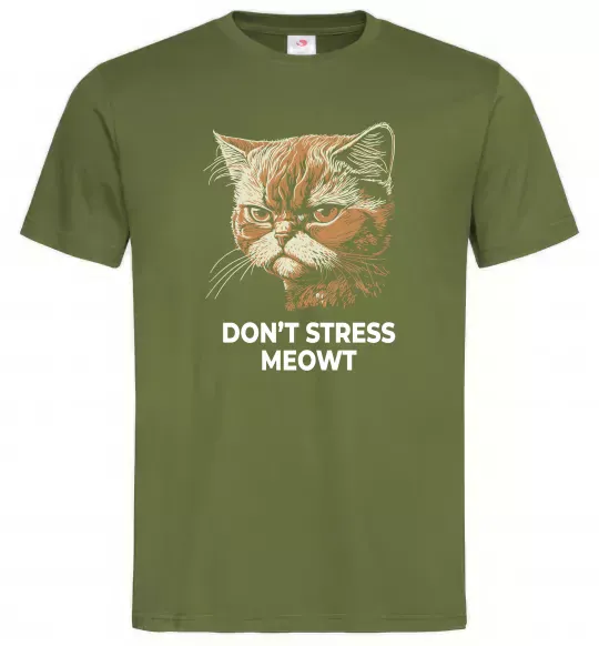 Чоловіча футболка Don`t stress meowt Оливковий фото