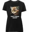 Жіноча преміум футболка Don`t stress meowt Чорний фото