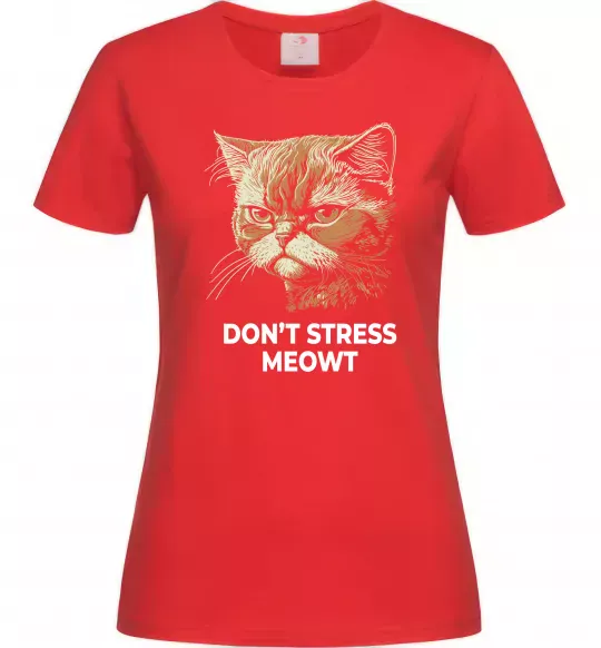 Жіноча футболка Don`t stress meowt Червоний фото
