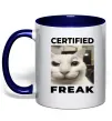 Чашка з кольоровою ручкою Certified freak Глибокий темно-синій фото
