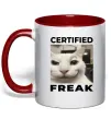 Чашка з кольоровою ручкою Certified freak Червоний фото