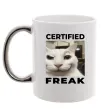 Чашка з кольоровою ручкою Certified freak Срібло фото