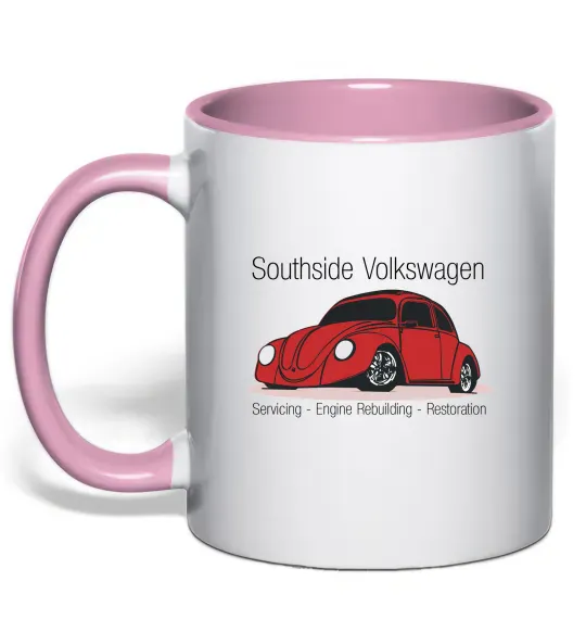 Чашка с цветной ручкой Southside Volkswagen Нежно розовый фото
