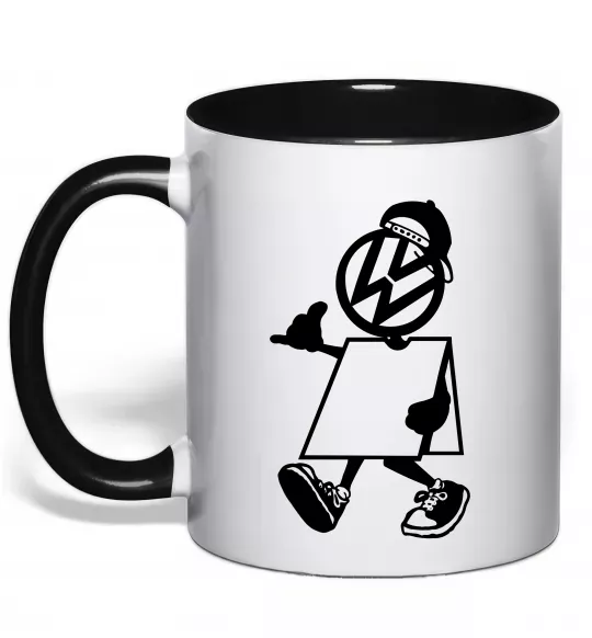 Чашка с цветной ручкой Volkswagen автостоп Черный фото