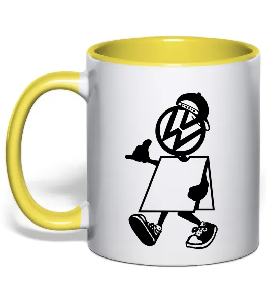 Чашка с цветной ручкой Volkswagen автостоп Лимонный фото