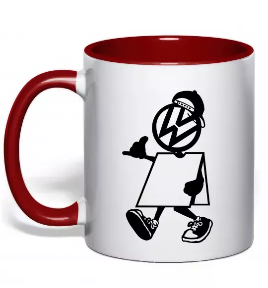 Чашка с цветной ручкой Volkswagen автостоп Красный фото